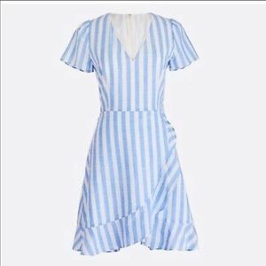 J. Crew Striped Ruffle Wrap Dress